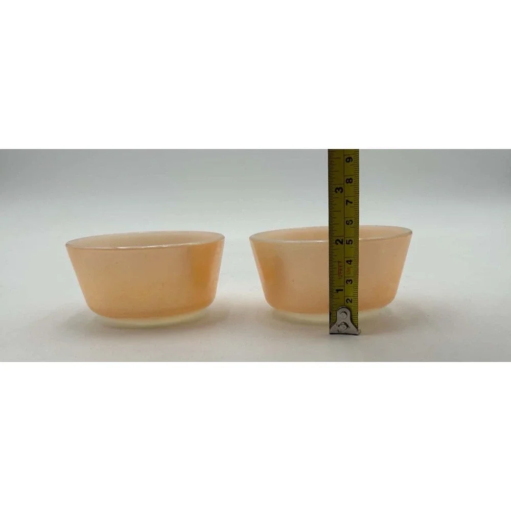 Vintage Fire-King Peach Lustre Custard Cups Set of 2 Anchor Hocking USA